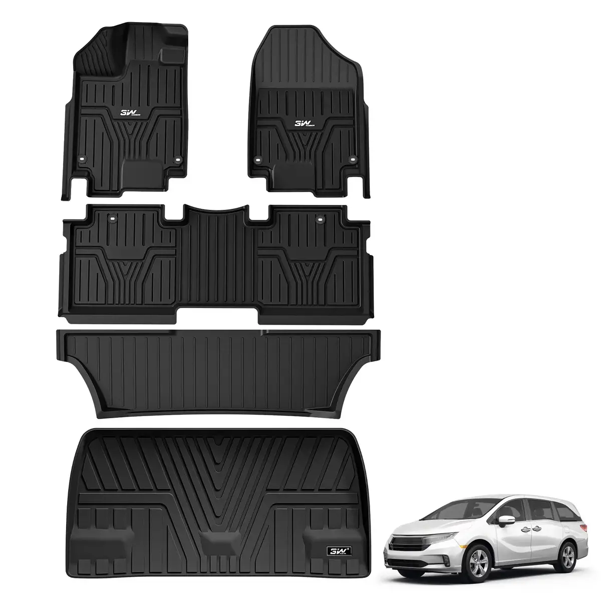 3W Honda Odyssey 2018-2026 Custom Floor Mats / Trunk Mat Thorex™ All-Weather Protection 2
