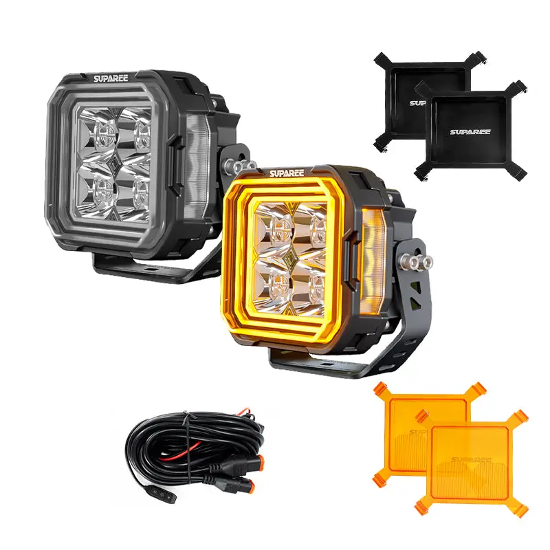 Suparee Hyper 5 Inch Ip68/Ip69k, Drl & Stepped Halo Twin Kit Led Off-Road Lights 1