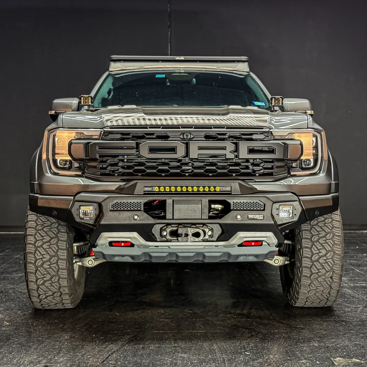 Rival Front Aluminum Bumper 2024-2026 Ford Ranger Raptor U.S. With Winch Mount And Recovery Points 1