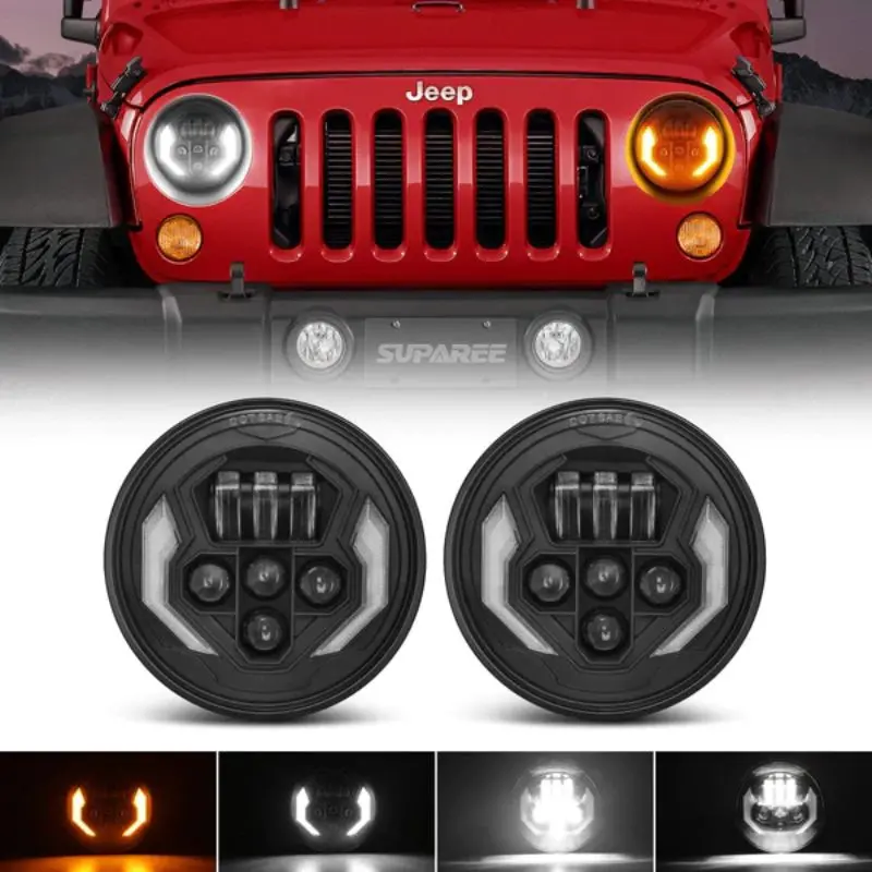 Suparee 7" New Jeep Led Headlights With Drl Turn Signal For 1997+ Jeep Wrangler 1