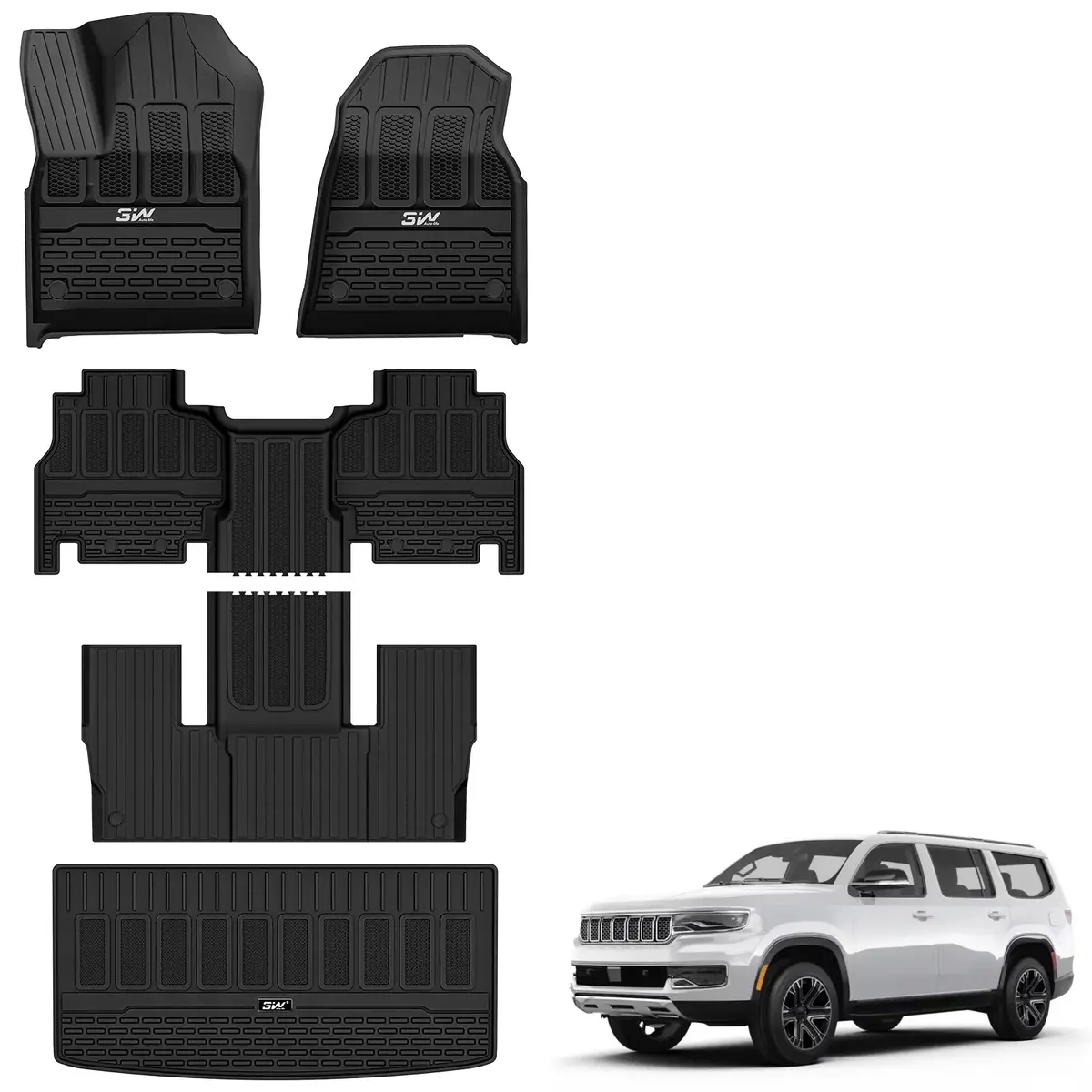 3W Jeep Wagoneer 2022-2026 7-Seat Custom Floor Mat/ Trunk Mat (Not For 8-Seat/L/S) Thorex™ All-Weather Protection 1