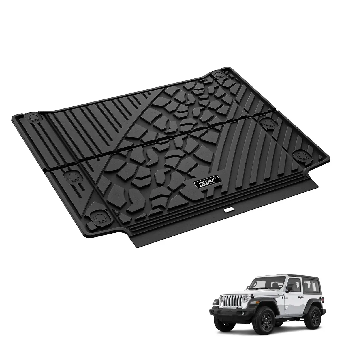 3W Jeep Wrangler 4Xe Custom Floor Mats / Trunk Mat 2021-2026 Hybrid 4 Door Thorex™ All-Weather Protection 6
