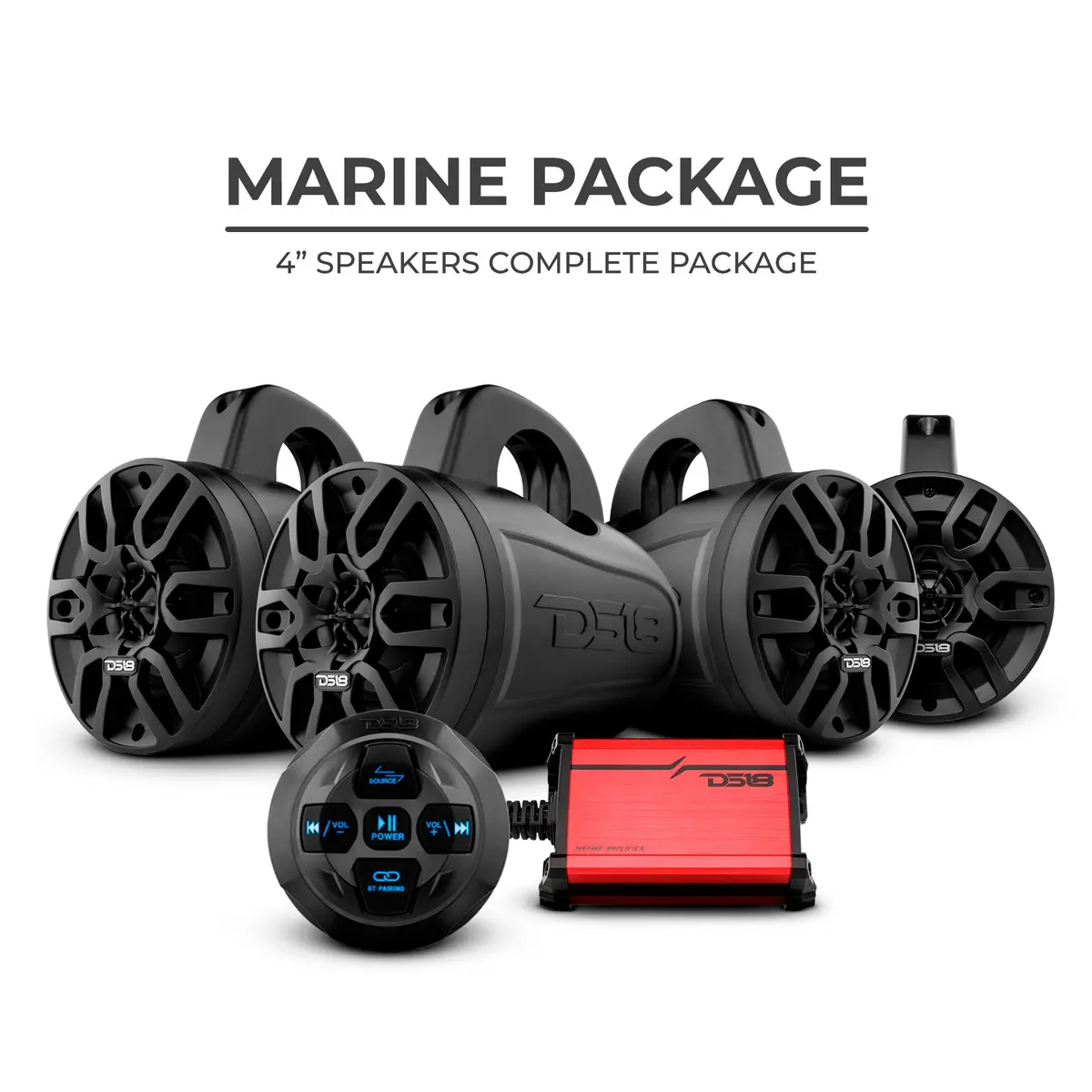 Mp 4 X 4" Wakeboard Tower Speakers Package Amplifier And Bluetooth Audio Receiver 100 Watts Rms 1