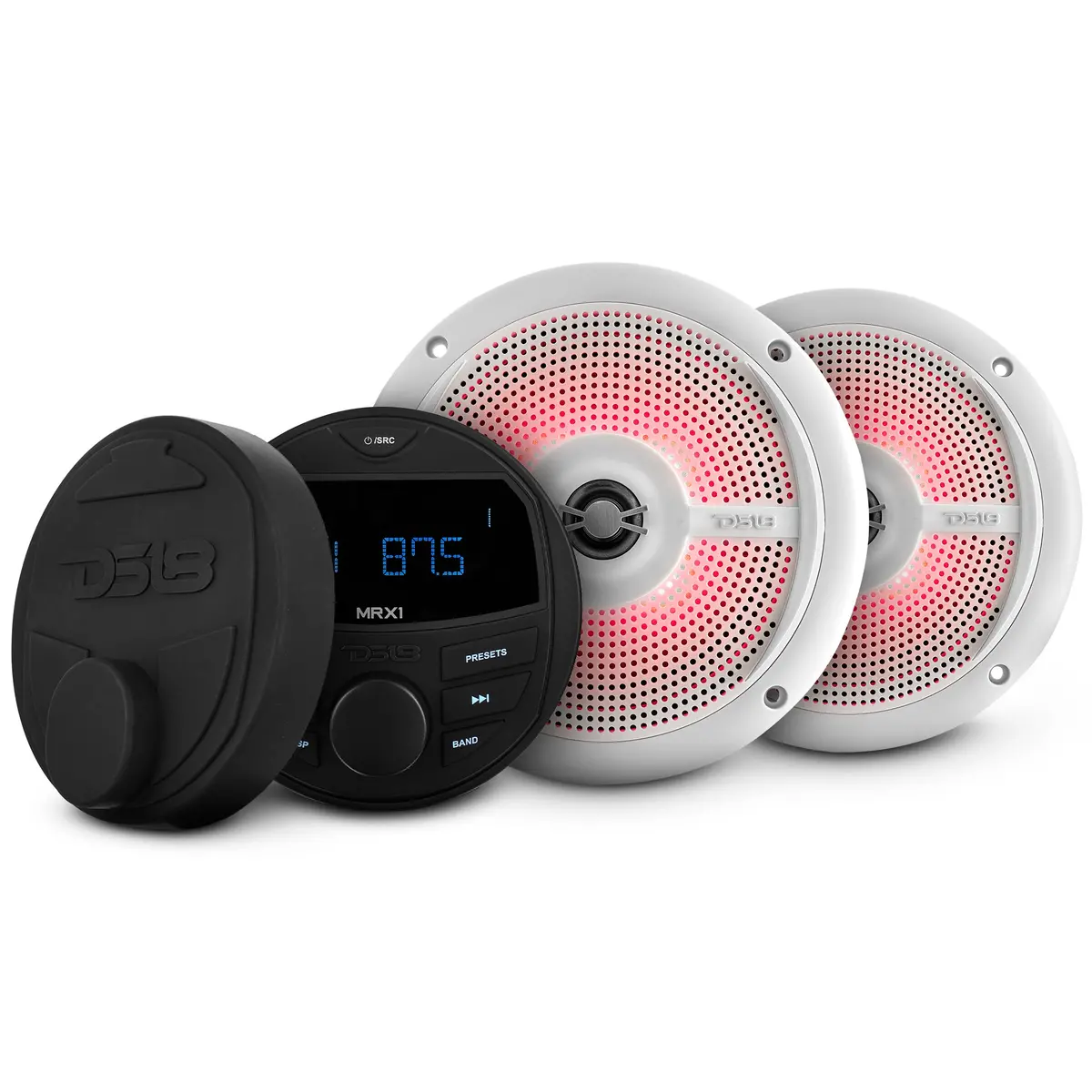 Marine And Powersports Headunit And 6.5" Marine Speaker Package (Mrx1 And 2 X Nxl-6Sl/Wh) - White 1