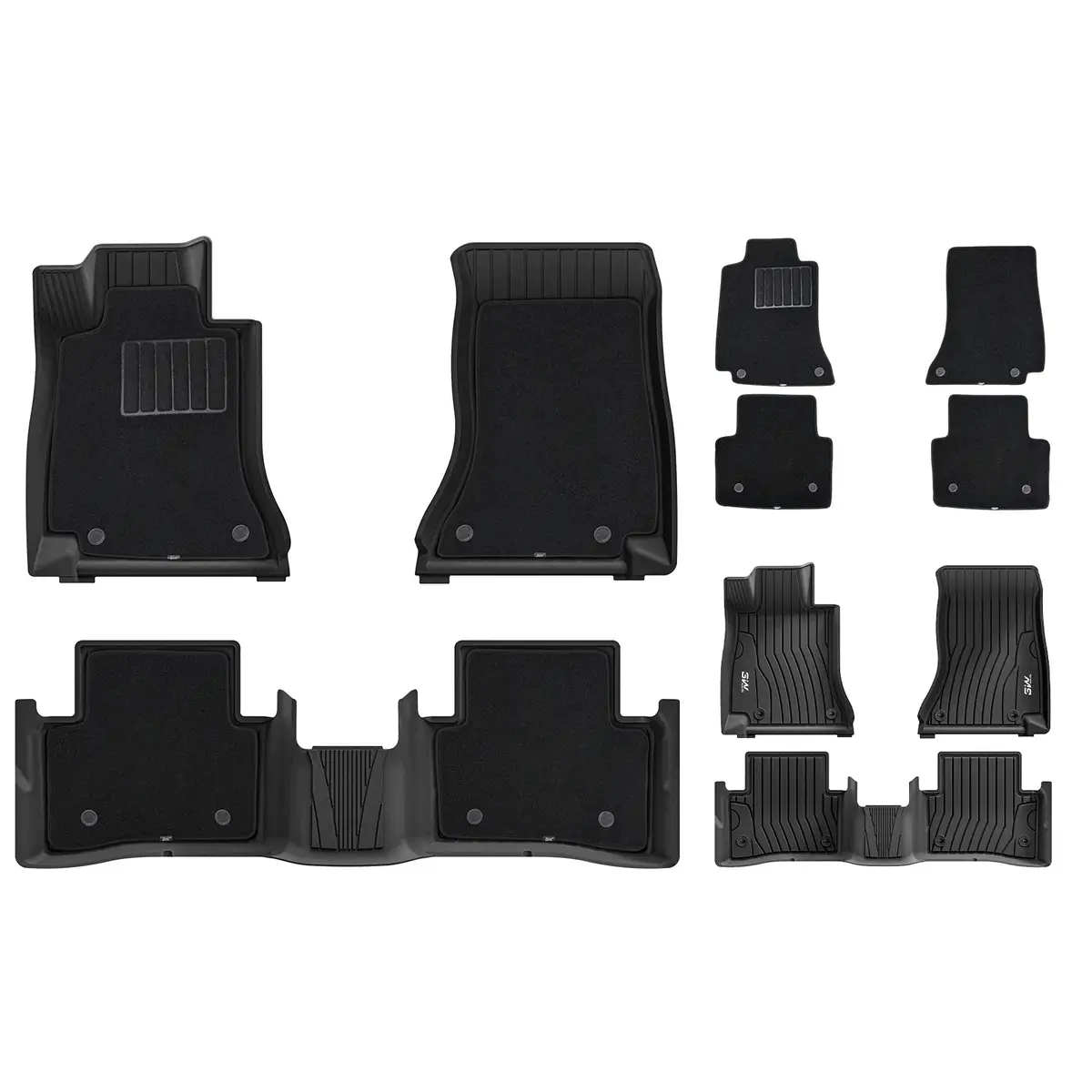 3W Mercedes-Benz C-Class 2015-2021 (For Sedan Only, Not Fit Convertible) Custom Floor Mats With Double Layer Carpet Thorex™ All-Weather Protection 2