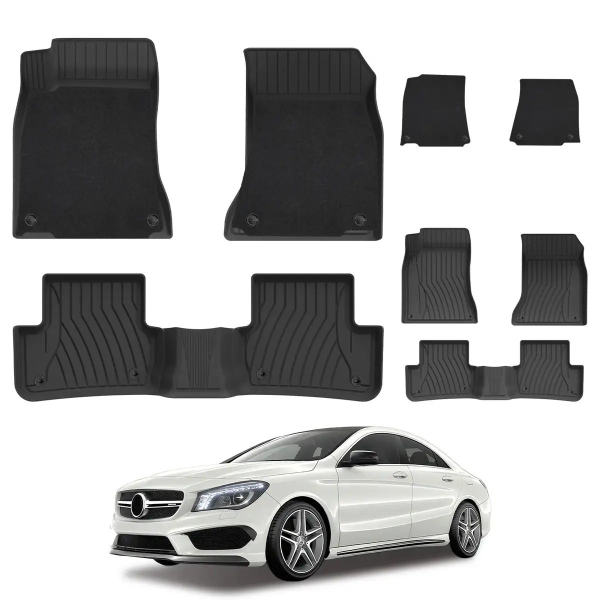 3W Mercedes-Benz Cla 2020-2026 Custom Floor Mats With Double Layer Carpet Thorex™ All-Weather Protection 1