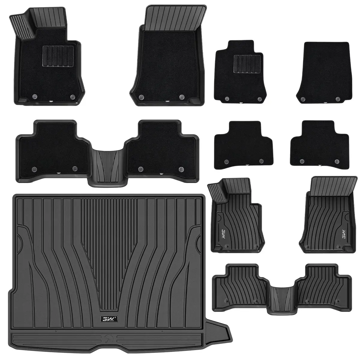 3W Mercedes-Benz Glc 2016-2022 Custom Floor Mats With Double Layer Carpet/ Trunk Mat (Trunk Mat Not Fit Coupe Well) Thorex™ All-Weather Protection 2