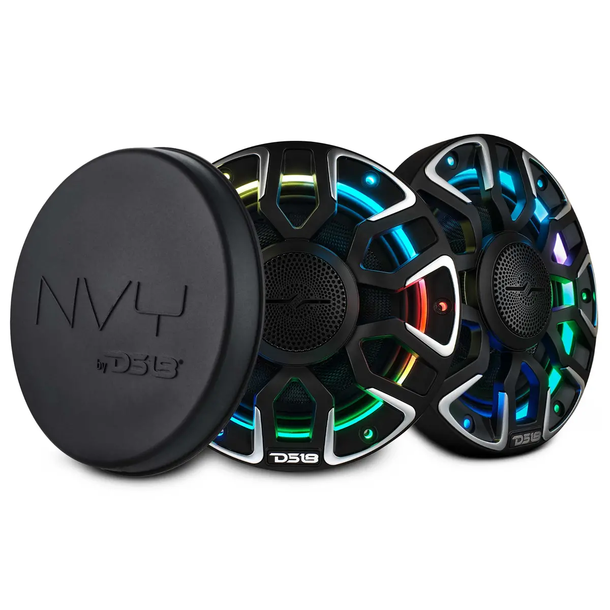 6.5” Marine Coaxial Speaker With Kevlar Cone, Bullet Tweeter, Neodymium Magnet, And Digital Led Lights | 200W Rms 4-Ohm 1