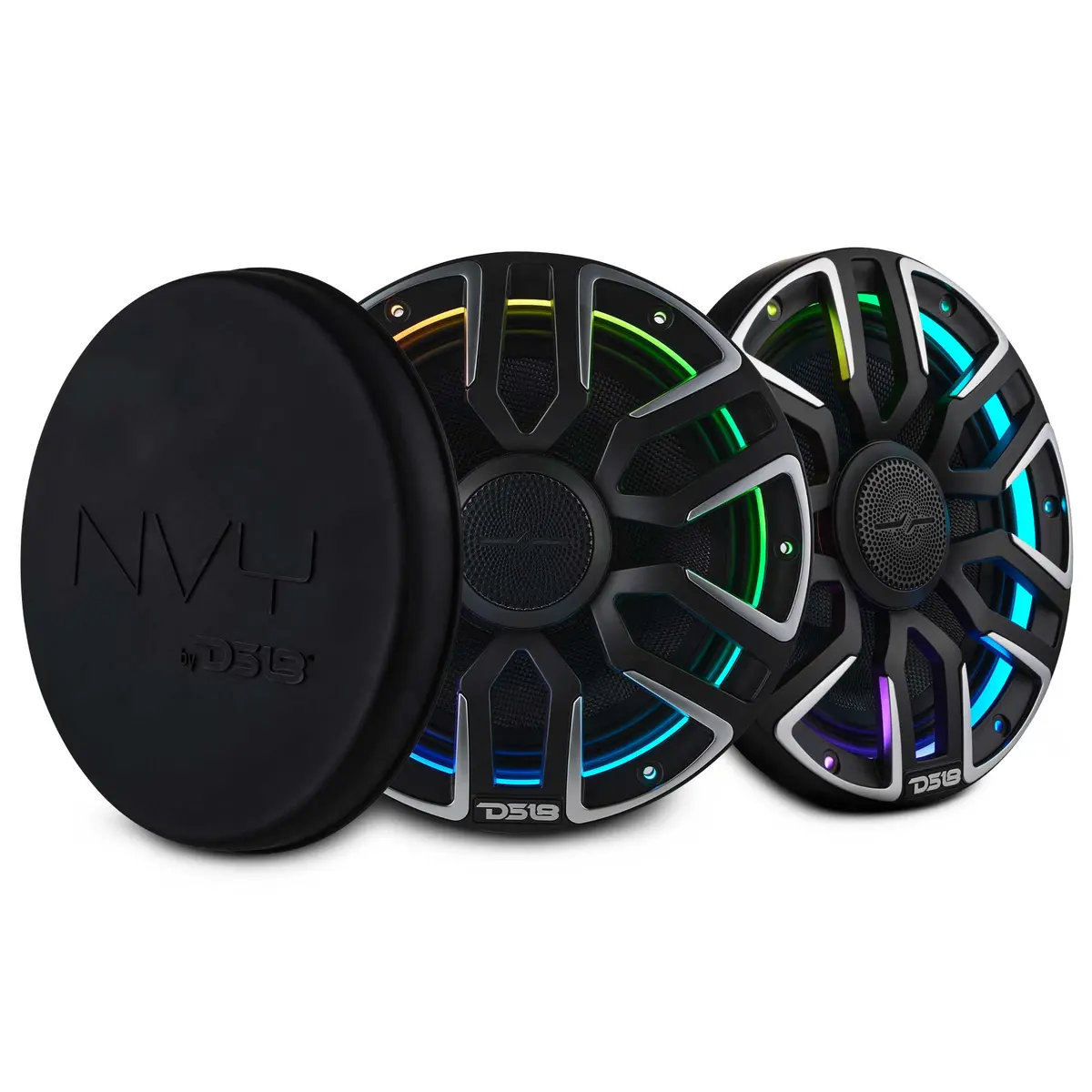 8” Marine Coaxial Speaker With Kevlar Cone, Bullet Tweeter, Neodymium Magnet, And Digital Led Lights | 200W Rms 4-Ohm 1