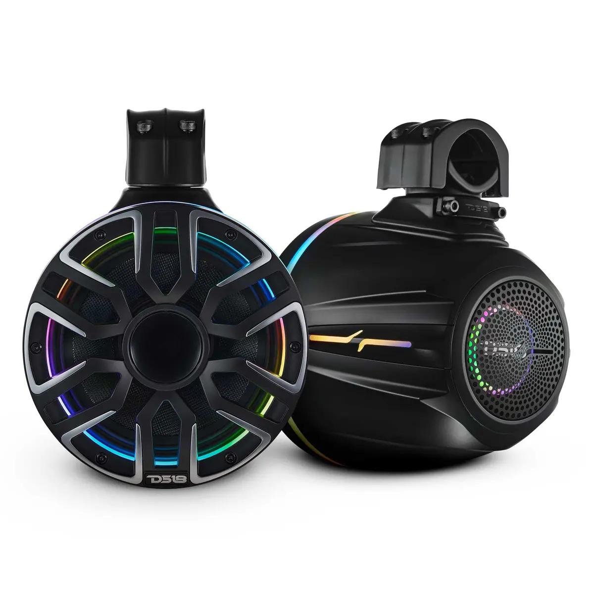 8” Marine Short Tower Speaker With Neodymium Magnet, Kevlar Cone, Compression Driver And Digital Led Lights | 200W Rms 4-Ohm 1