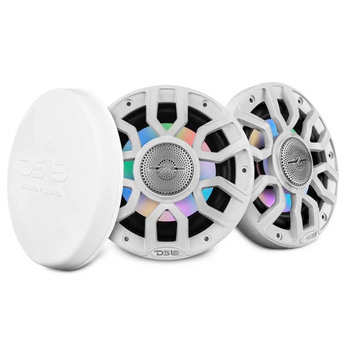 Nxl 6.5" 2-Way Coaxial Marine Speaker With Bullet Tweeter And Digital Led Lights | 150W Rms 4-Ohm 1