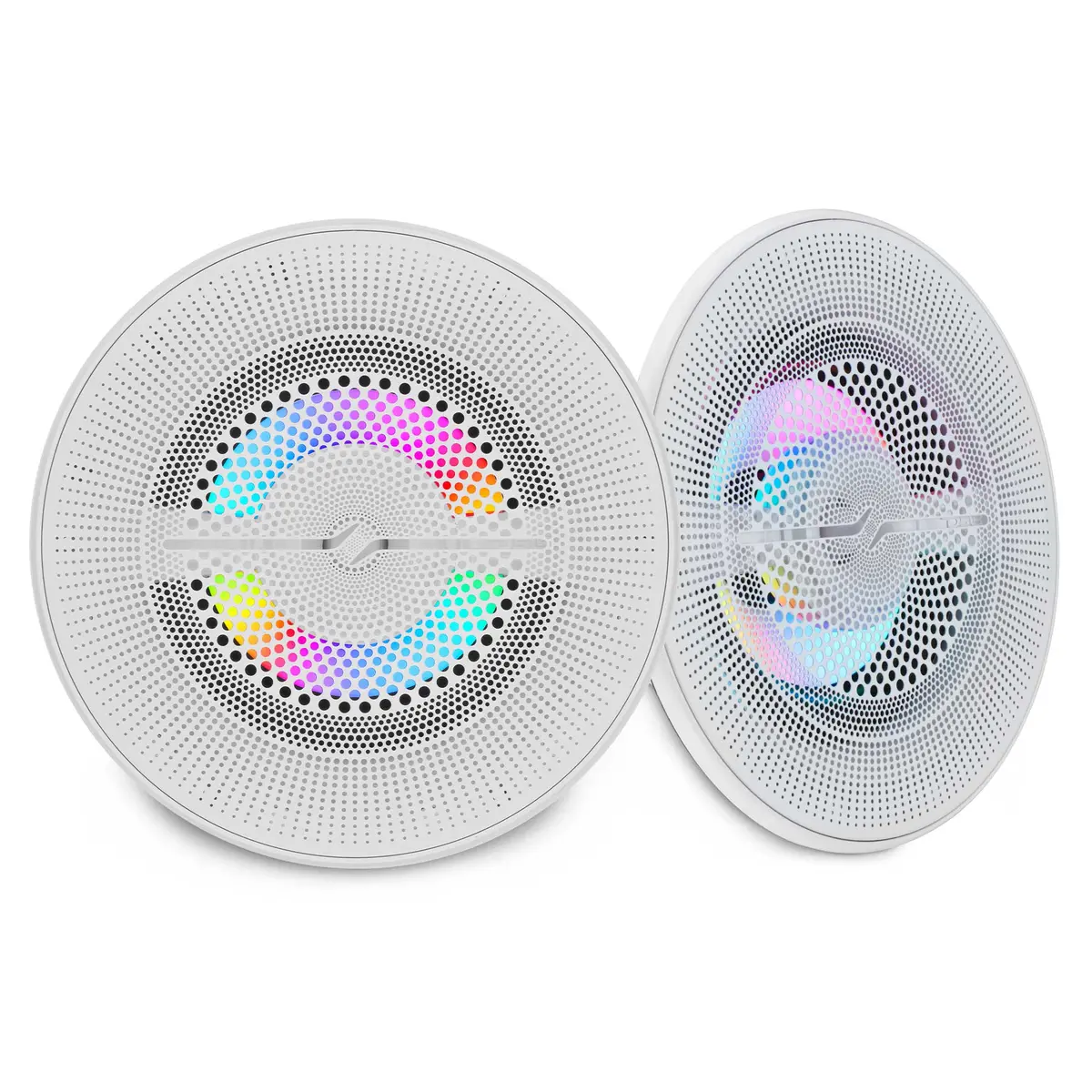 Luxury 8” 2-Way Marine Coaxial Speaker With Digital Led Lights And Flush Magnetic Mount Grille | 175W Rms 4-Ohm 1