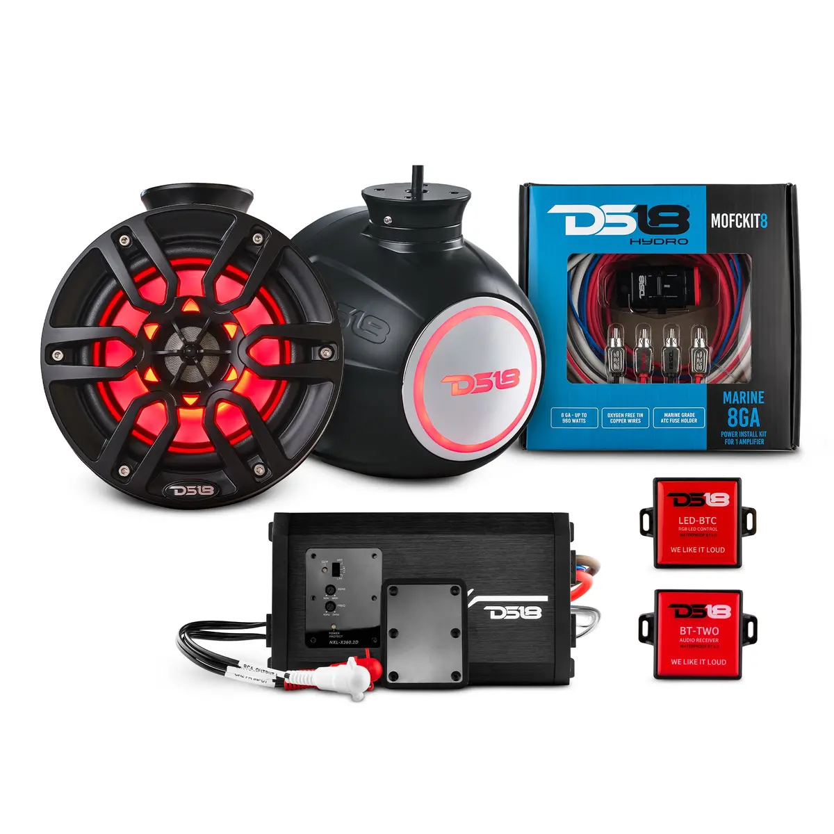 6.5" Compact Speaker Tower With Marine Amplifier, Installation Kit, And Rgb Led Lights - Perfect Package For Jet Ski 3