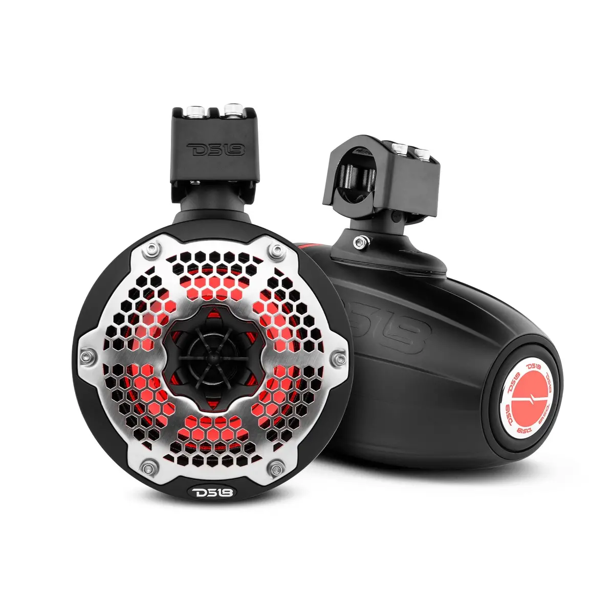 Nxl 6.5" Neodymium Marine And Powersports Towers With Built-In Passive Radiator, 1" Driver And Led Rgb Lights 150 Watts Rms -Black 1