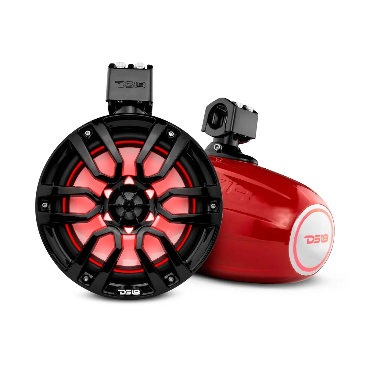 Nxl 8" Marine And Powersports Towers Led Rgb Lights 125 Watts Rms - Red 1