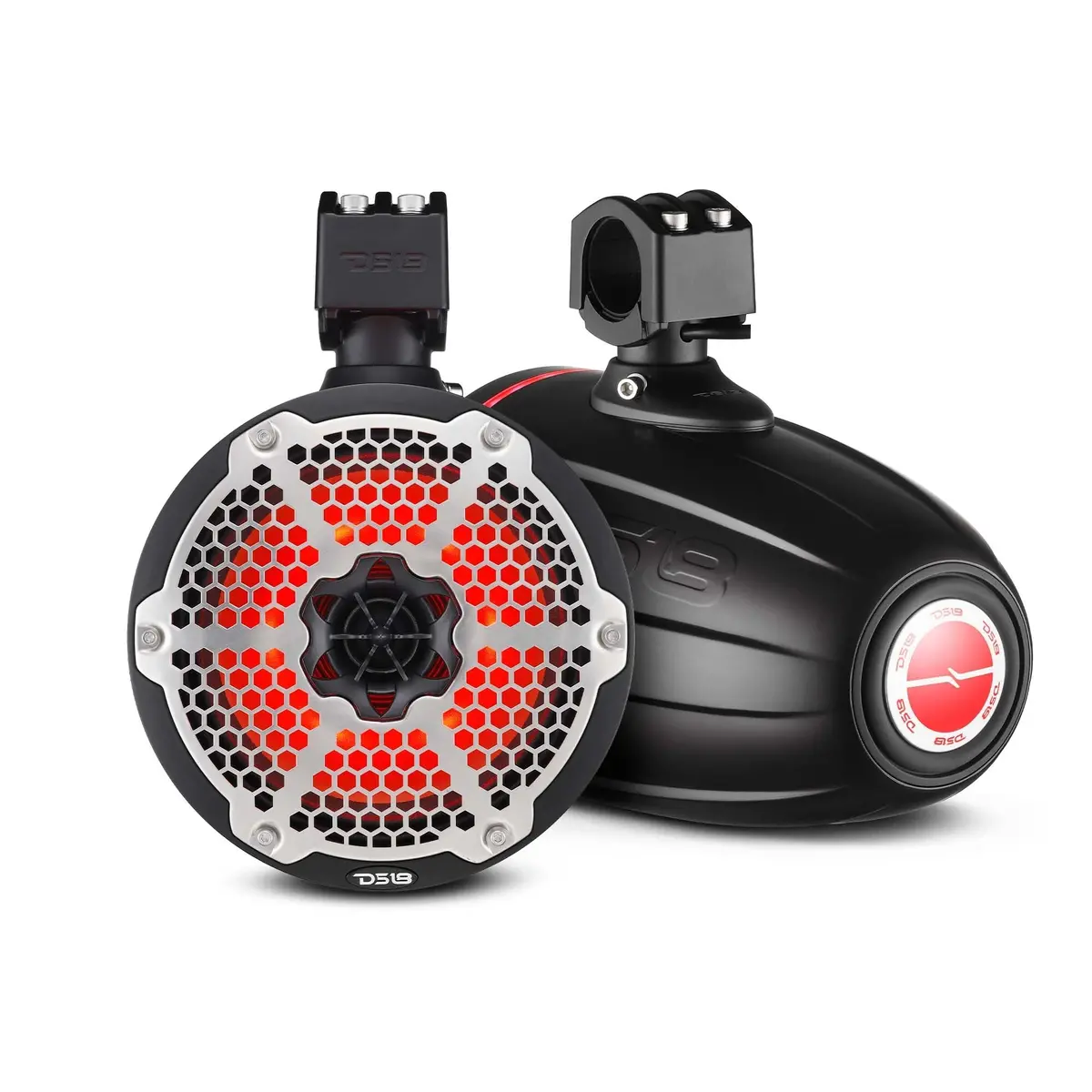 Nxl 8" Neodymium Marine And Powersports Towers With Built-In Passive Radiator, 1" Driver And Led Rgb Lights 180 Watts Rms 1