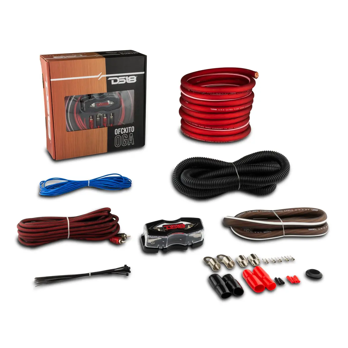 0-Ga Ofc 100% Copper Amplifier Installation Kit - Red 1