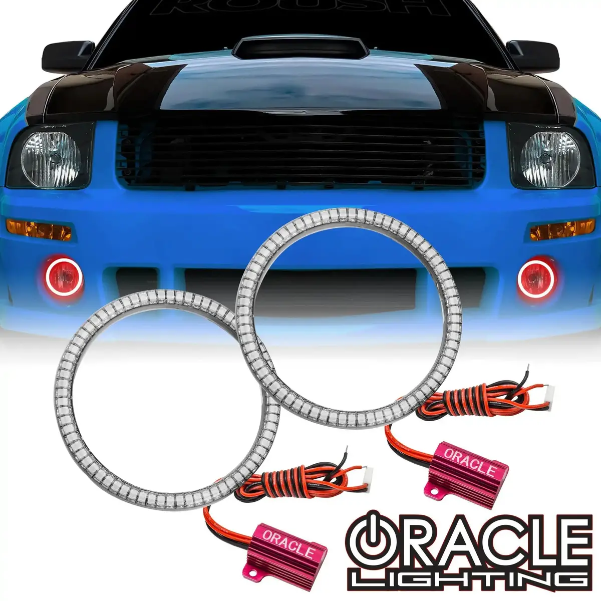 Oracle Lighting 2005-2009 Ford Mustang Roush Surface Mount Led Fog Light Halo Kit 1