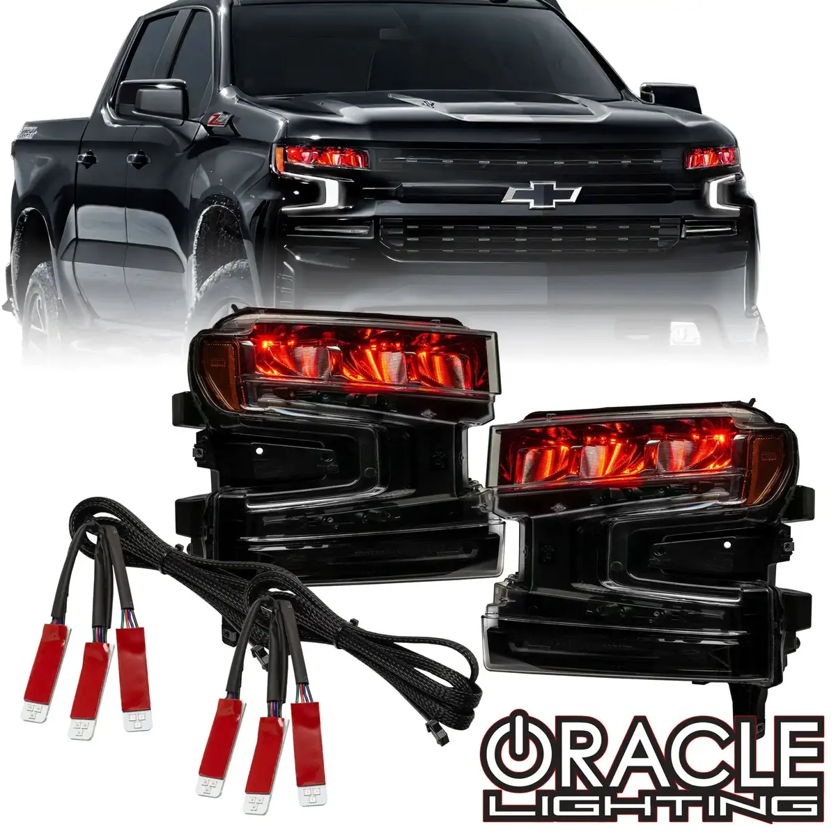 Oracle Lighting 2019-2022 Chevrolet Silverado 1500 Colorshift Rgb Demon Eye Headlight Upgrade 1