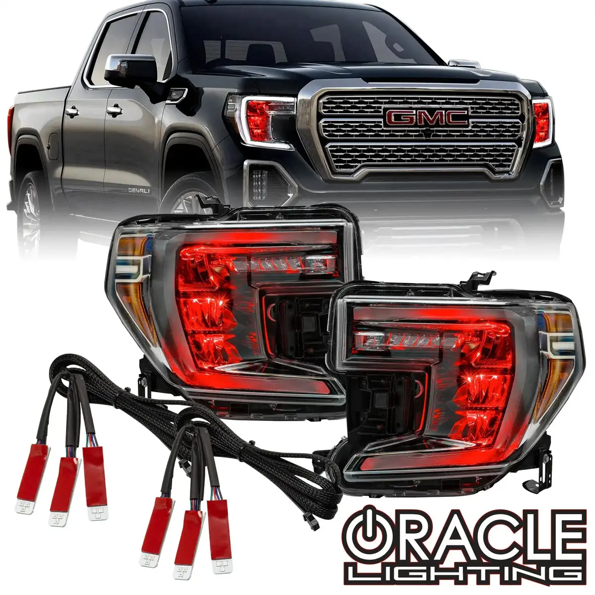 Oracle Lighting 2019-2022 Gmc Sierra 1500 Colorshift Rgb Demon Eye Headlight Upgrade 1