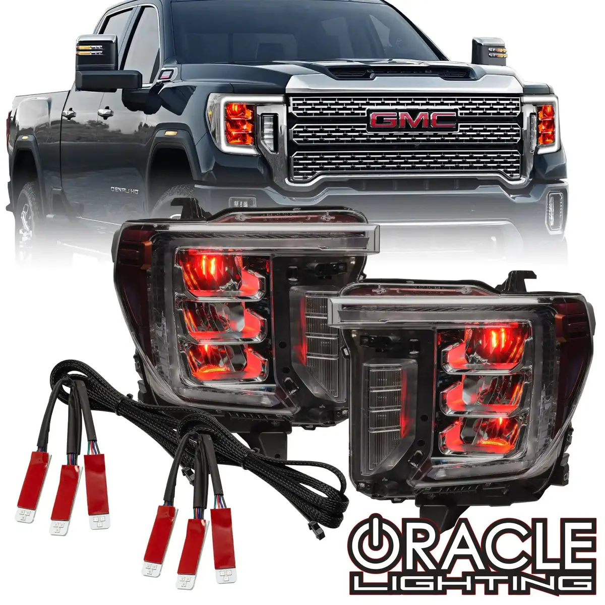 Oracle Lighting 2020-2023 Gmc Sierra 2500/3500 Colorshift Rgb Demon Eye Headlight Upgrade 1