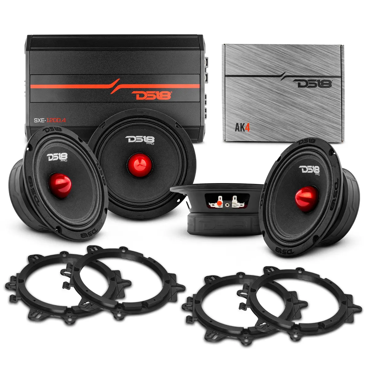 Pro Audio 6.5” Midrange Speaker Upgrade Kit - With Oem Speaker Adapters, Amplifier & Wiring Kit 1