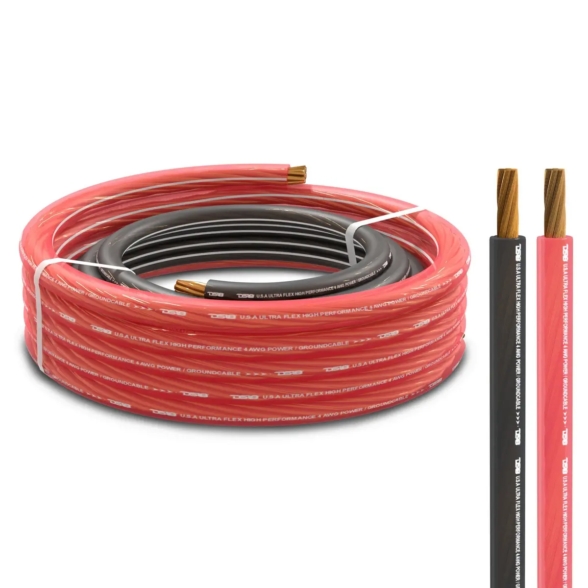 4-Ga Ultra Flex Ofc Ground Power Cable 5 Ft Black And 20 Ft Red Kit 1