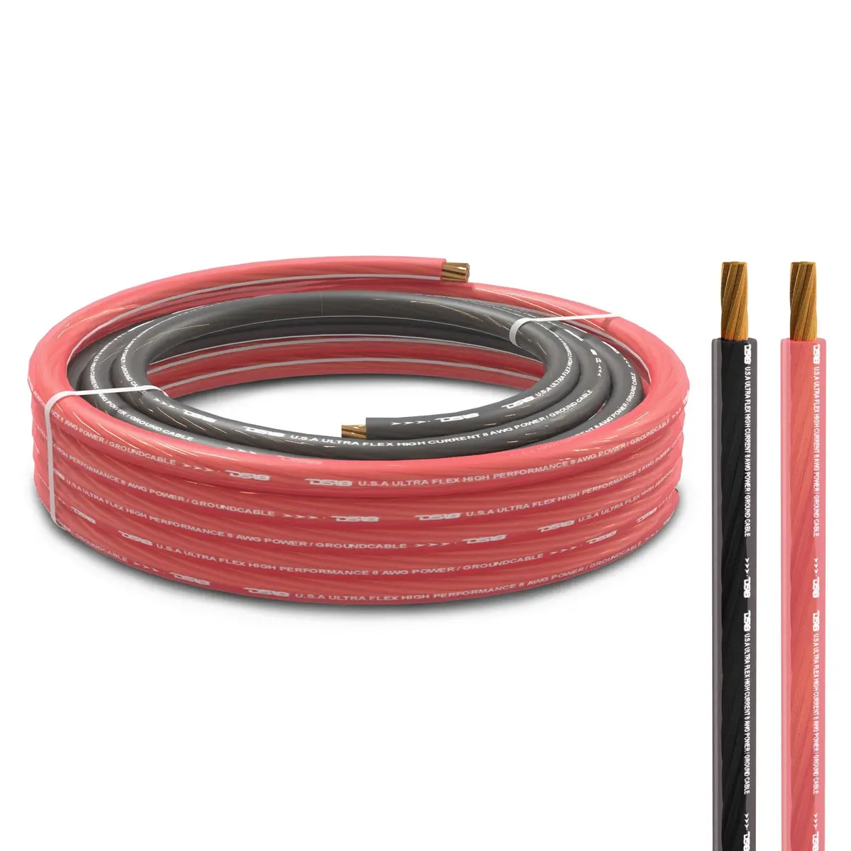 8-Ga Ultra Flex Cca Ground Power Cable 5 Ft Black And 20 Ft Red Kit 1