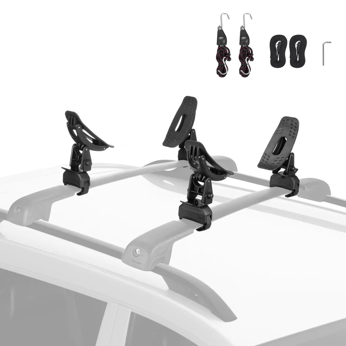 Universal Kayak Roof Rack Saddles For Cross Bars – 150Lb Kayak Carrier Kit 1