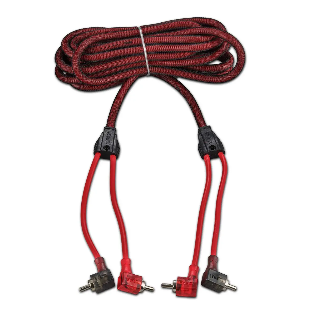 100% Ofc Ultra Flex 2-Channel Rca With 90 Degree Ends, Dual Twist Wire, Red Braided Jacket - 16 Ft 1