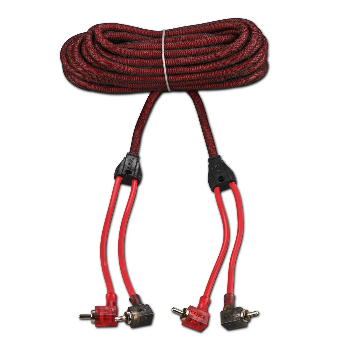 100% Ofc Ultra Flex 2-Channel Rca With 90 Degree Ends, Dual Twist Wire, Red Braided Jacket - 20 Ft 1