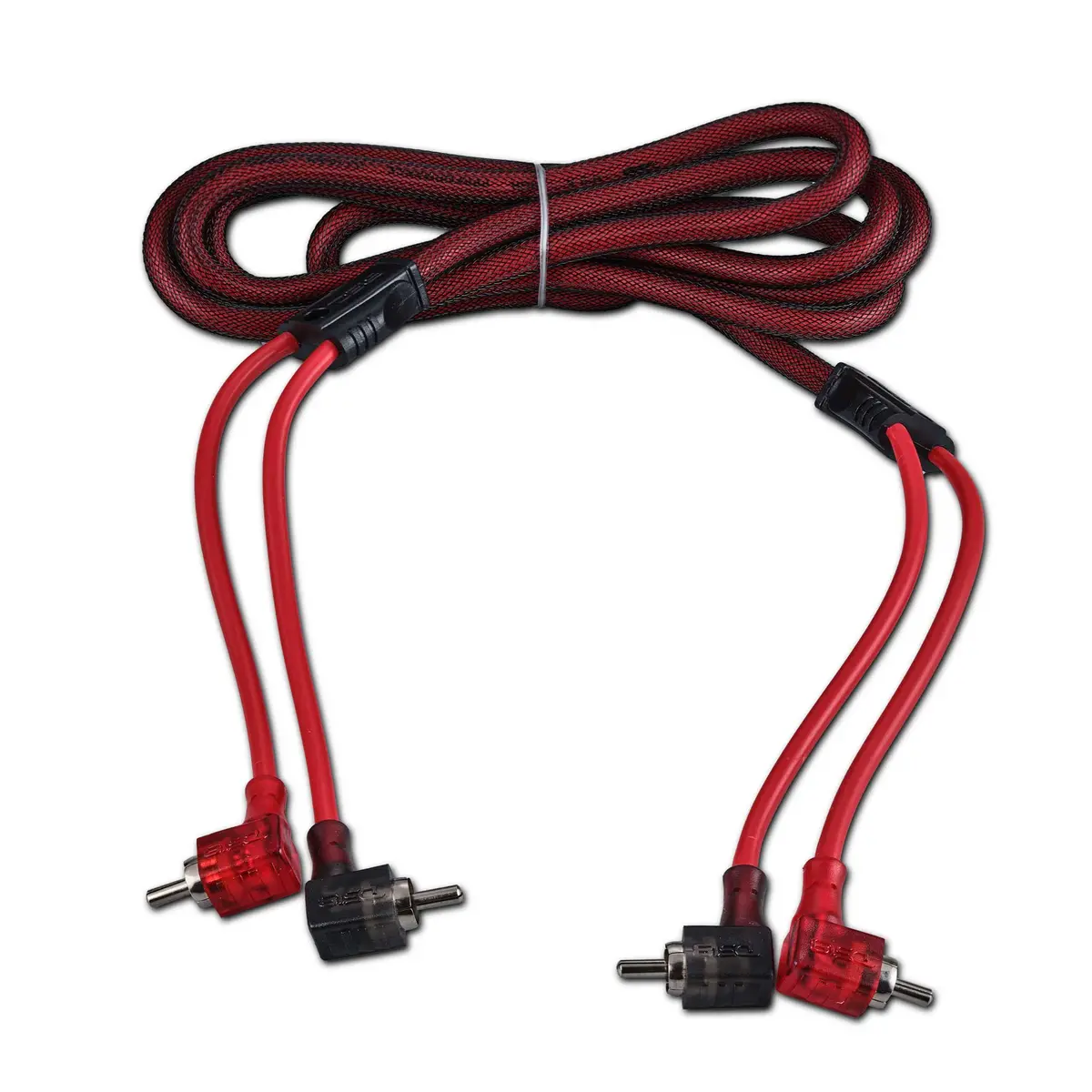 100% Ofc Ultra Flex 2-Channel Rca With 90 Degree Ends, Dual Twist Wire, Red Braided Jacket - 6 Ft 1
