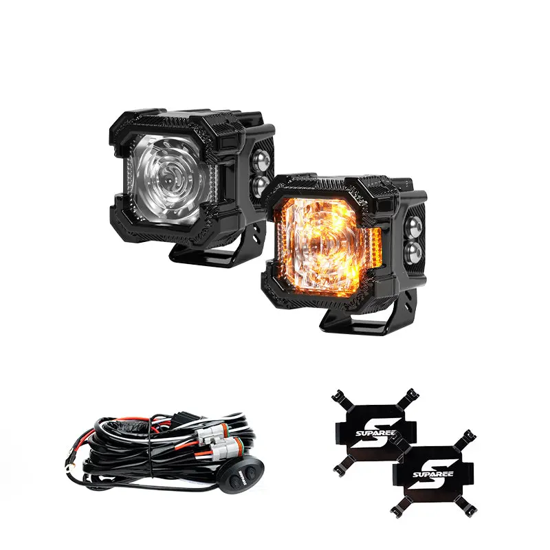 Suparee Recon 1 2" Led Pod Lights Spot Flood Beam With Amber Drl 1
