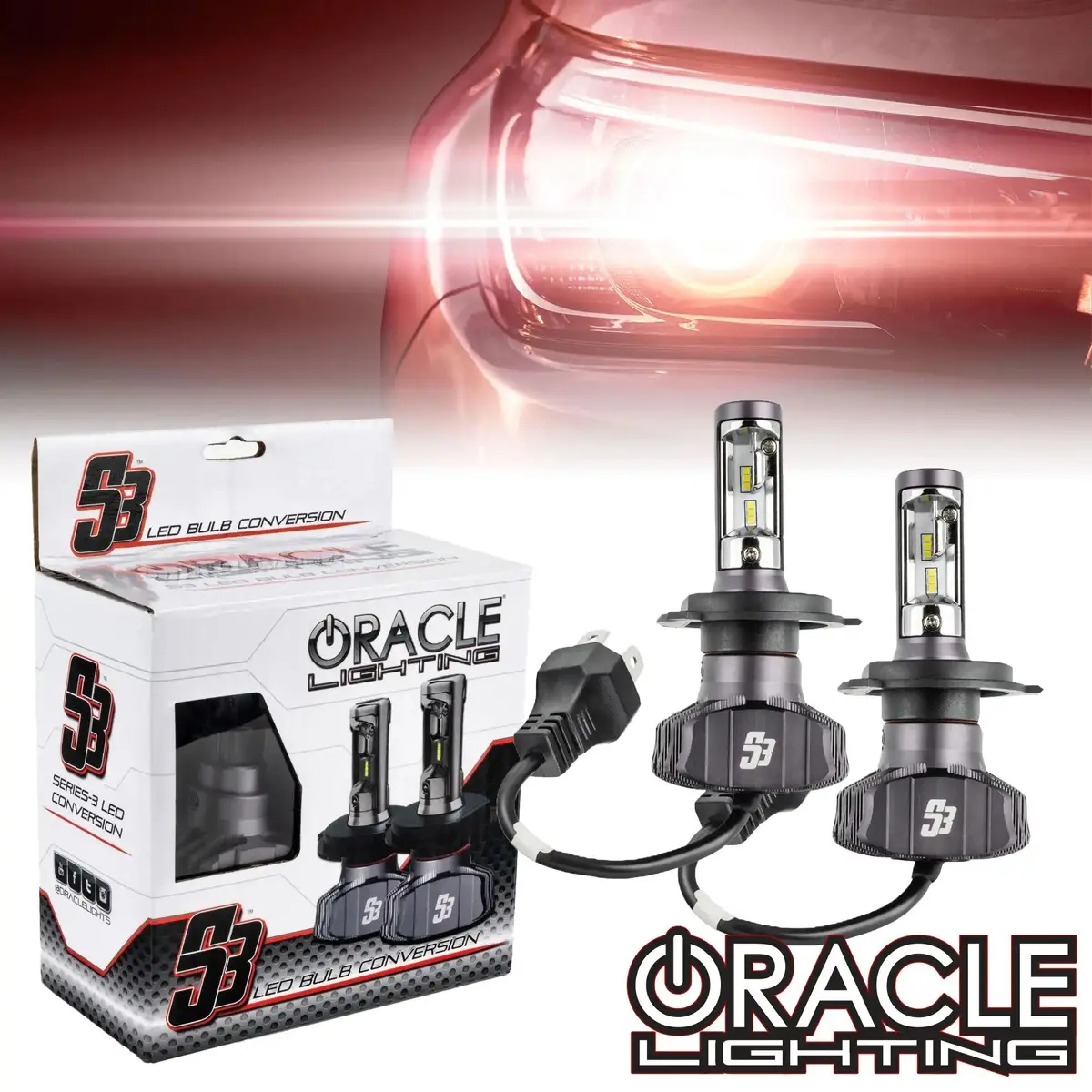 Oracle H4 S3 Led Headlight Bulbs - 3200 Lumens High/Low Beam Conversion Kit 1