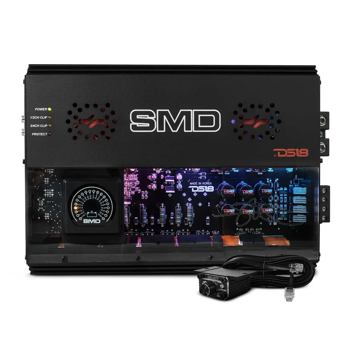 Smd 4-Channel Class Ab Amplifier With Vm-1 Voltmeter And Digital Led Lights 4 X 300W At 2-Ohm - Steve Meade Designs 1