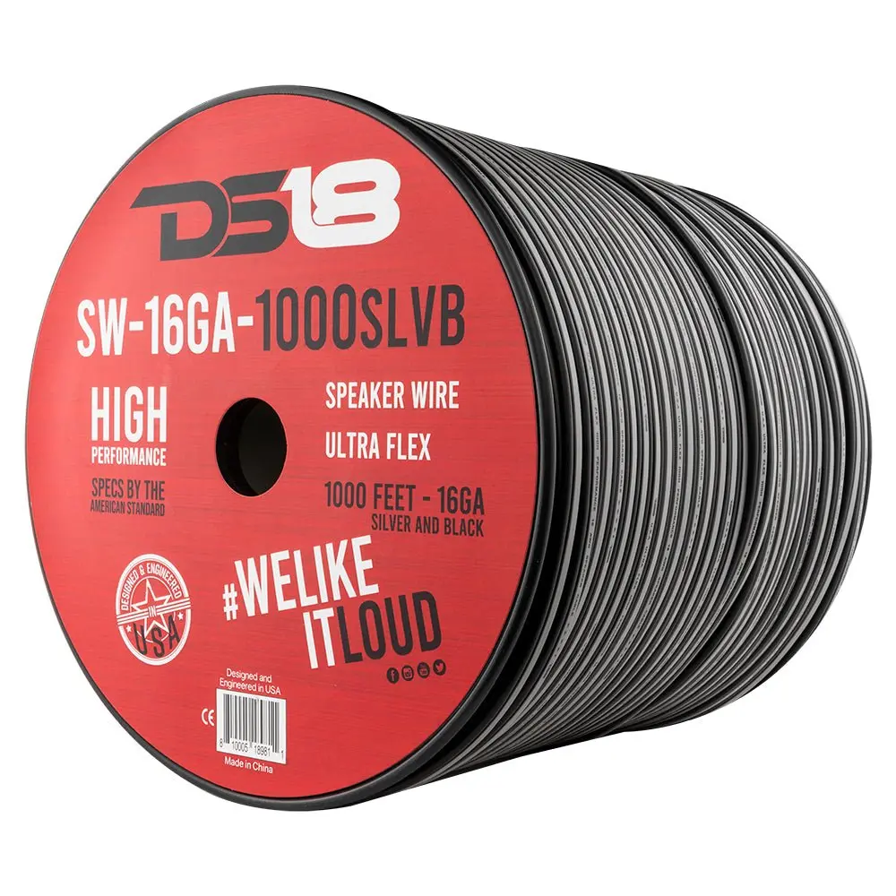 16-Ga Speaker Wire 1000 Feet -Silver And Black 1