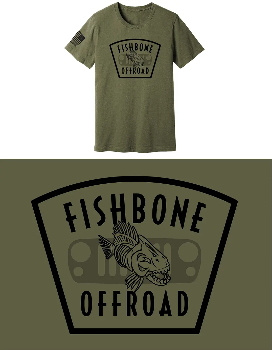 Fishbone Offroad Grille T-Shirt - Unisex - Military Green 1