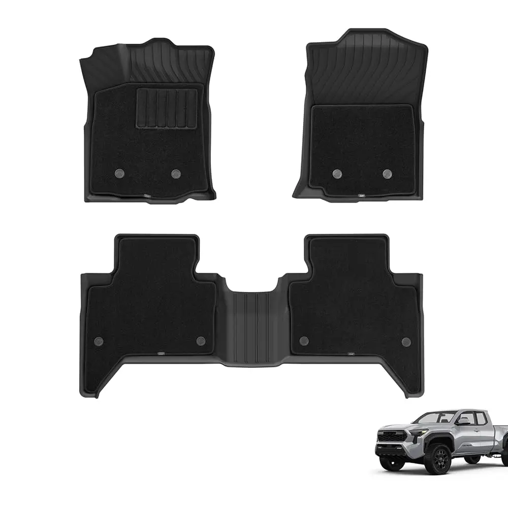 3W Toyota Tacoma 2016-2023 (Double Cab, Automatic) Floor Mats With Double Layer Carpet Thorex™ All Weather Custom Fit 1