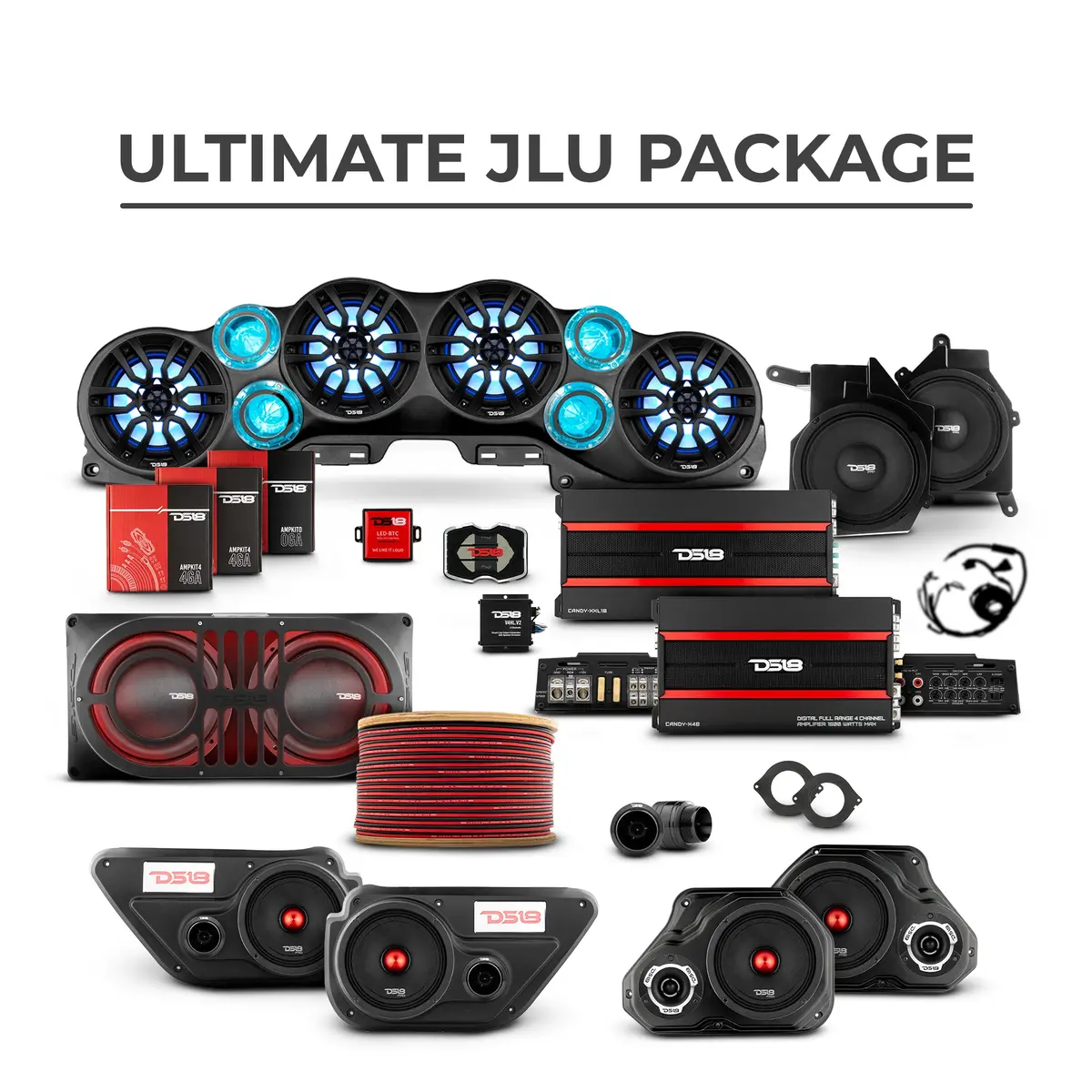 Jeep Jlu 2018–2023 Ultimate Package – Loaded Sound Bar, Door Panels, Subwoofers & Amplifiers 1
