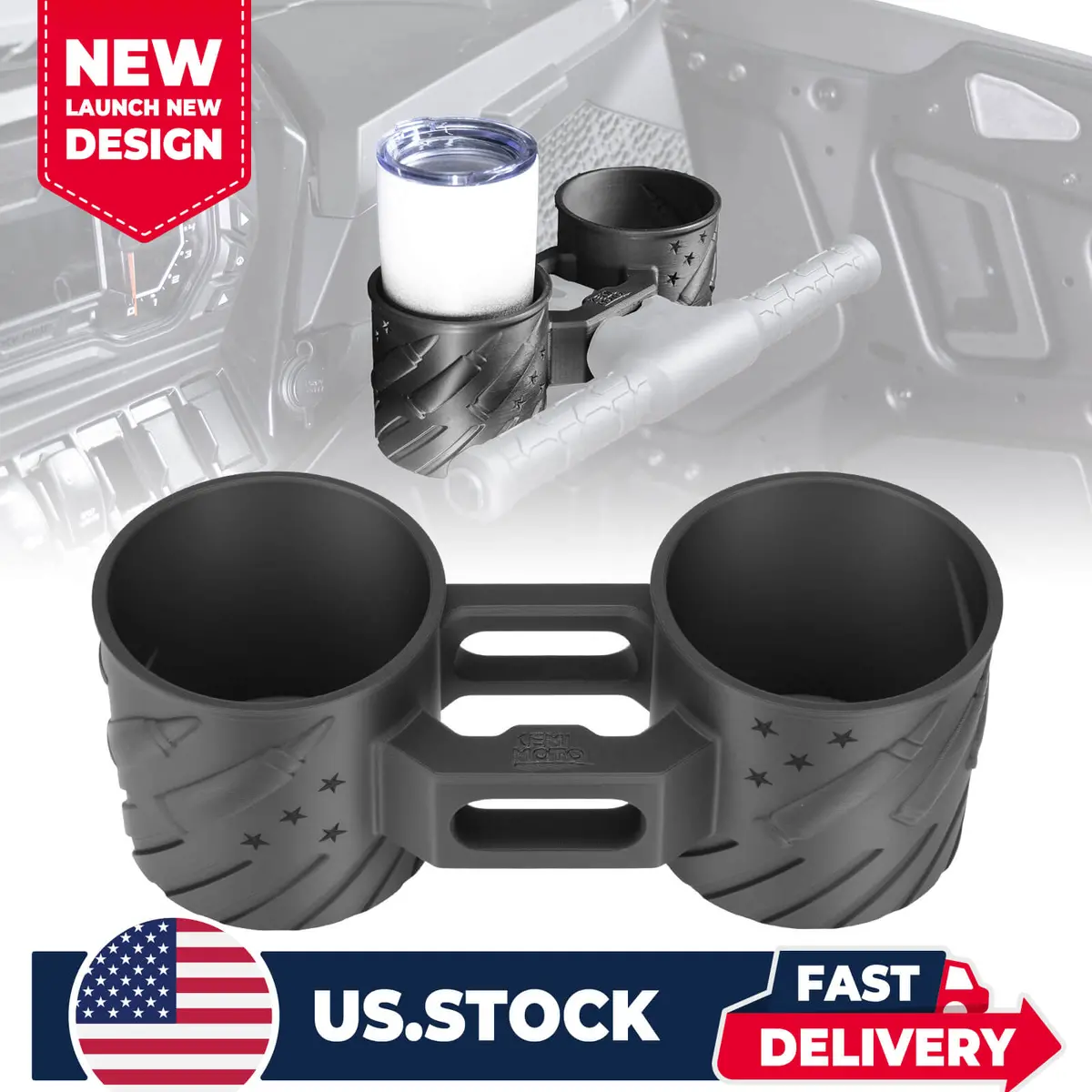 Universal Utv Grab Bar Cup Holder Compatible With Polaris Rzr, Can-Am Maverick, Yamaha Yxz 1