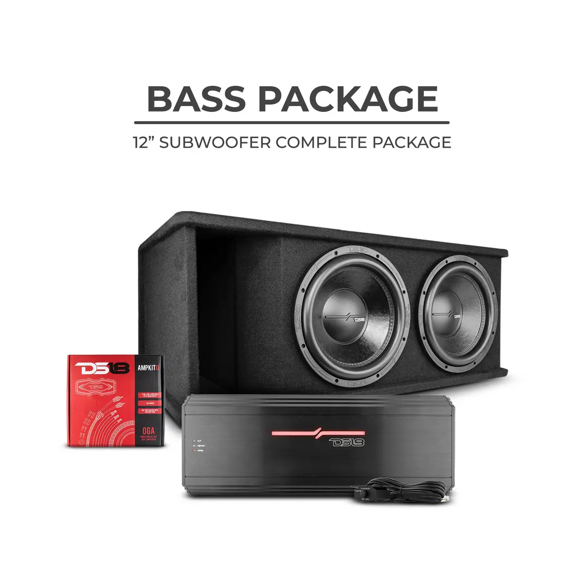 Ds18 Zr212ld-Pkg Bass Package 2 X Zr12d4 12" Subwoofers In A Ported Box 3200 Watts With Zr2000.1D Class D 1-Channel Amplifier, And Ampkit0 1