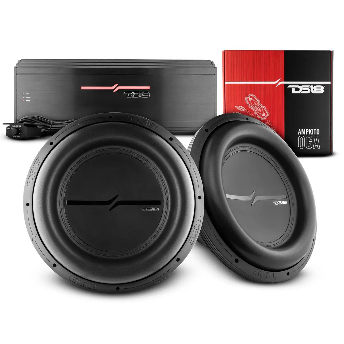Ds18 Zxi15.4D-Pkg Bass Package - 2 X Zxi15.4D - 15" Car Subwoofer, Zr2000.1D - 1-Channel Monoblock Amplifier ,And Ampkit0 1