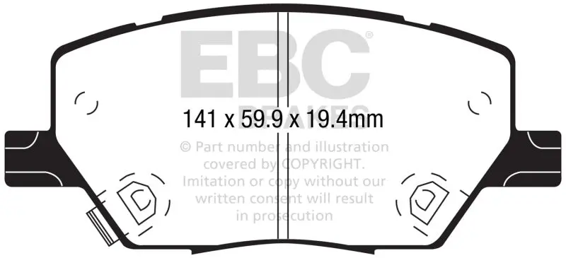 Ebc 15+ Fiat 500X 1.4 Turbo Ultimax2 Front Brake Pads 1