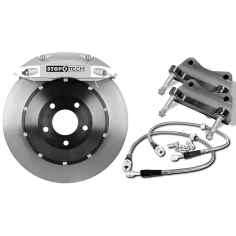 Stoptech St-22 Big Brake Kit – Red Calipers, 328X28Mm Slotted Rotors, Pads & Stainless Steel Lines For 2000–2002 Audi S4 Rear 1