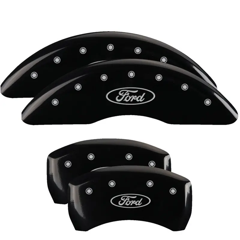 Mgp 4 Caliper Covers Engraved Front & Rear 24-25 Ford Mustang Ecoboost - Black W/ Oval Logo 1
