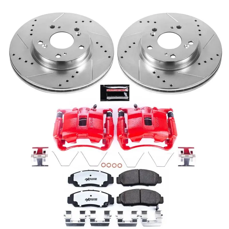 Power Stop 12-15 Honda Civic Front Z26 Street Warrior Brake Kit W/Calipers 1