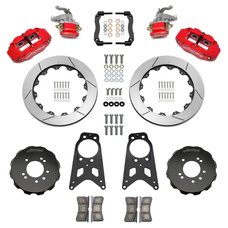 Wilwood 89-98 Nissan 240Sx Fnsl4r/Mc4 Rear Parking Bbk W/ 13.50In Slotted Rotors - Red 1