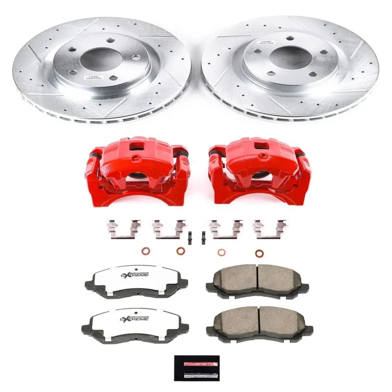 Power Stop 08-16 Mitsubishi Lancer Front Z26 Street Warrior Brake Kit W/Calipers 1