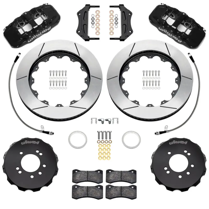 Wilwood 95-98 Nissan Skyline Aerolite 6R Front Bbk W/ 14In Slotted Rotors & Flexlines - Black 1