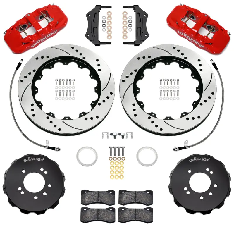 Wilwood 95-98 Nissan Skyline Aerolite 6R Front Bbk W/ 14.00In D/S Rotors & Flexlines - Red 1
